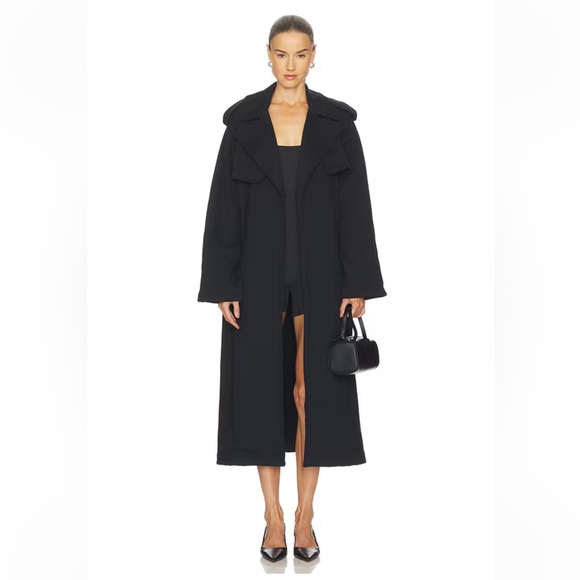 Skims Boyfriend Fleece Trench Coat in Onyx - Picture 1 of 8
